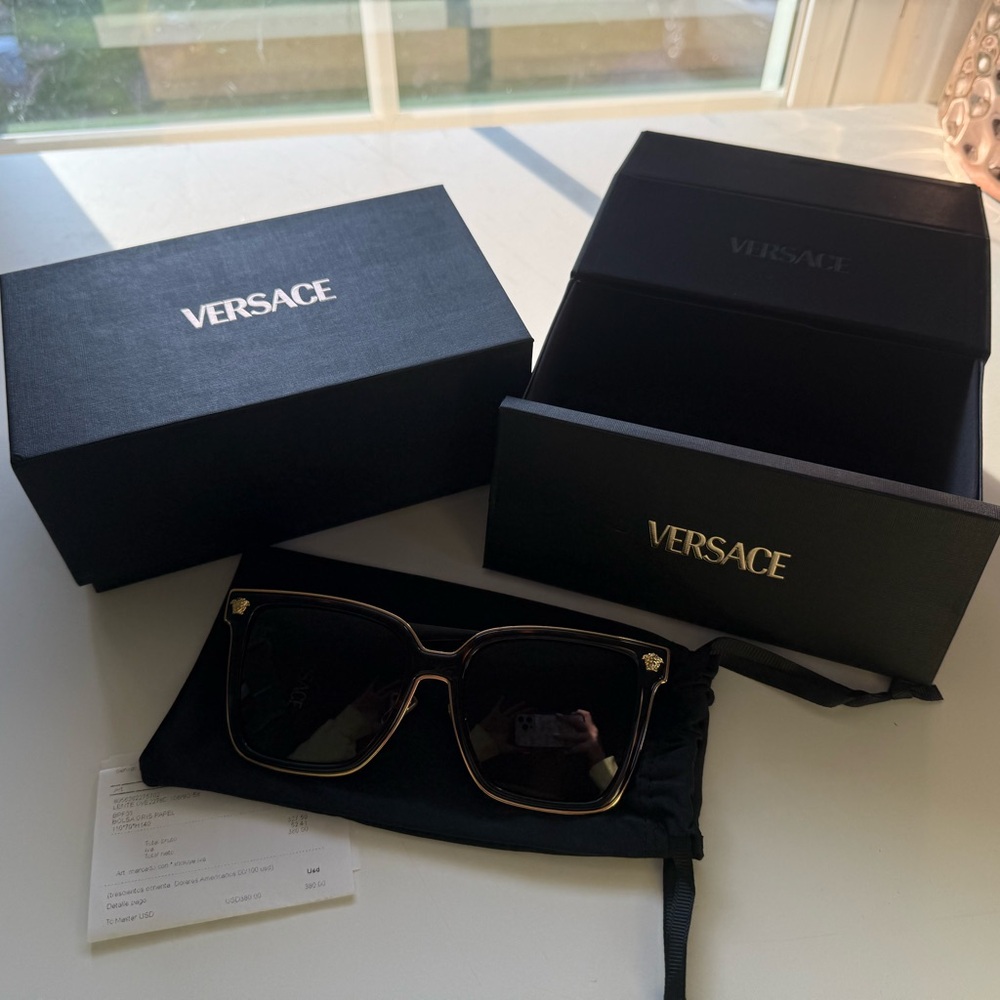 Versace Gold and Black Sunglasses